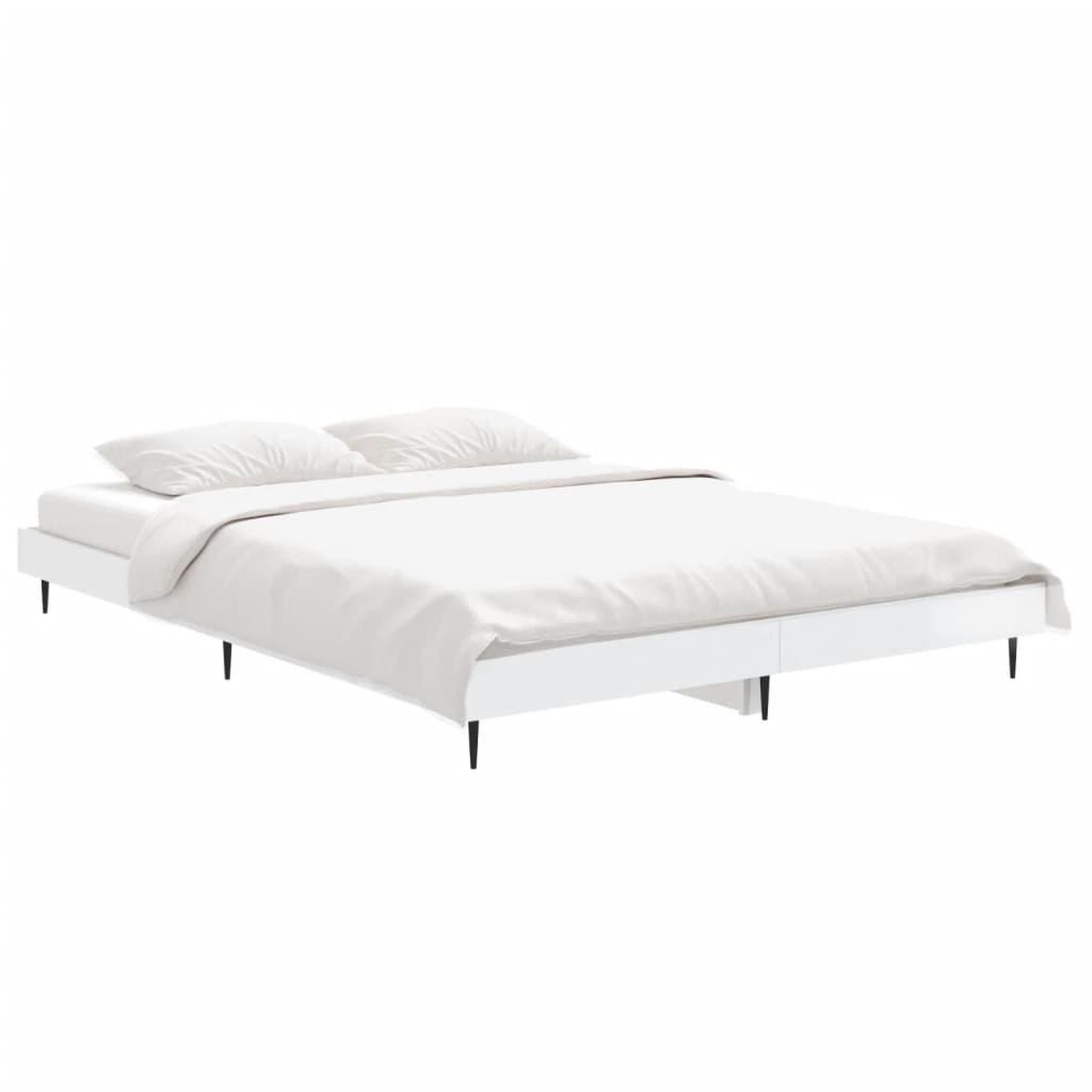Voir la diapositive 3 : VIDAXL Cadre de lit sans matelas blanc brillant 135x190 cm