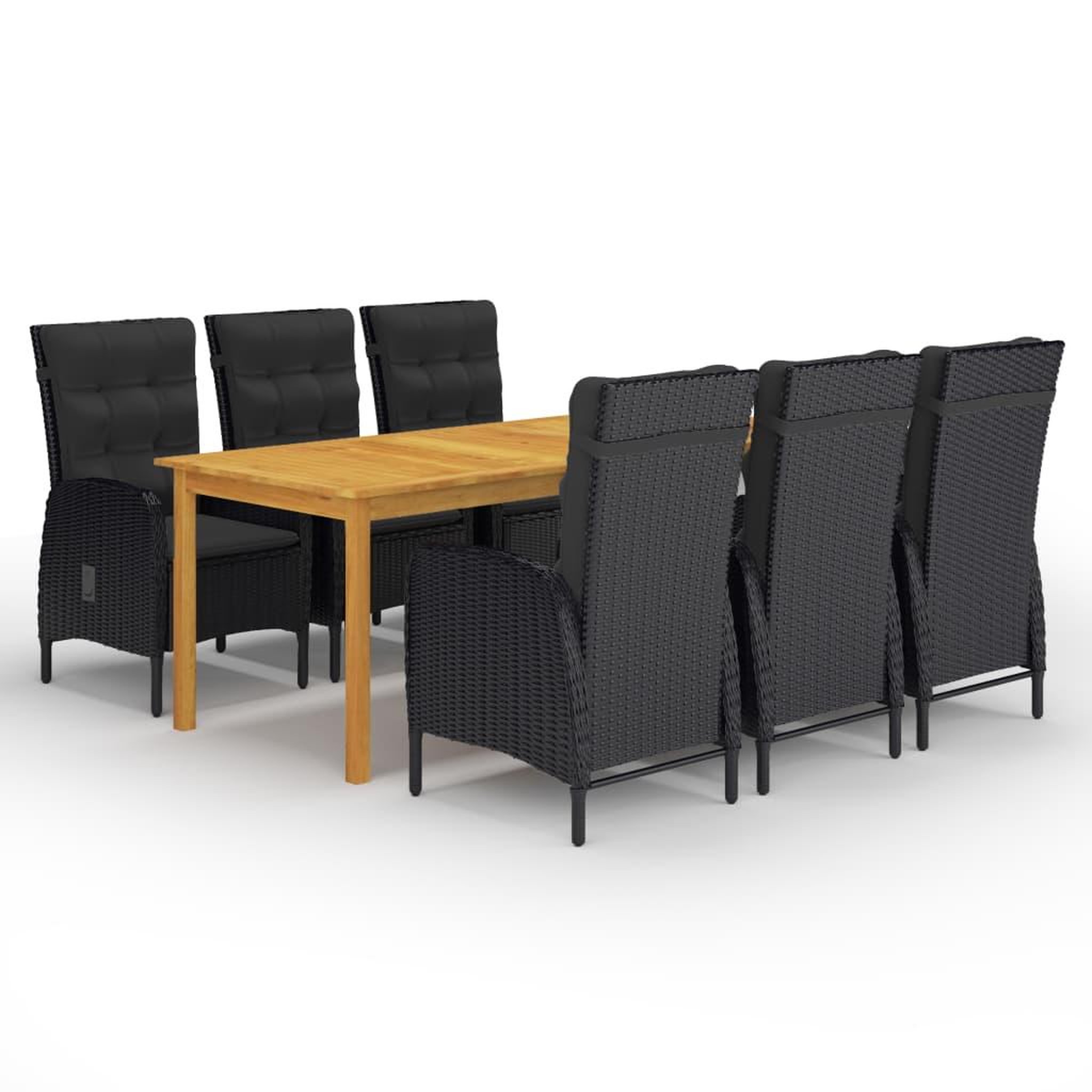 VIDAXL Ensemble a manger de jardin 7 pcs Noir