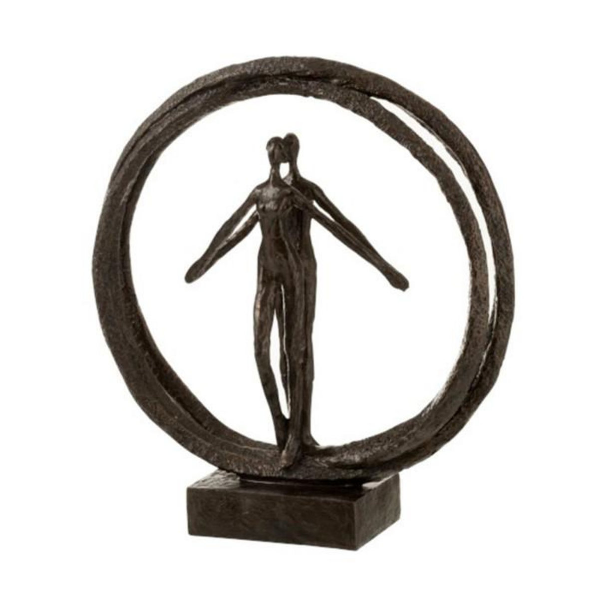 Paris Prix Statuette Déco  Couple Double Cercle  30cm Marron