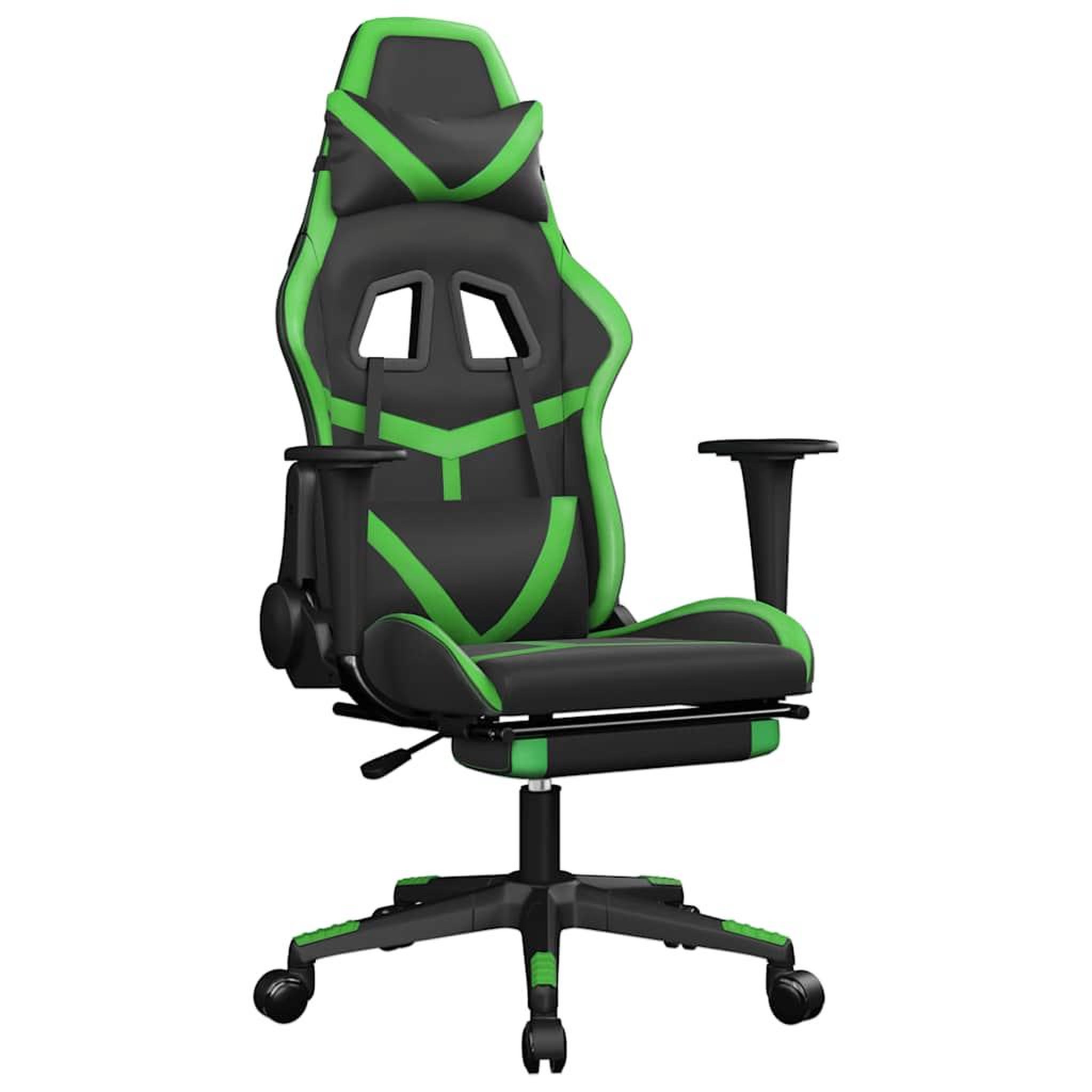 Voir la diapositive 2 : VIDAXL Chaise de jeu de massage avec repose-pied Noir&Vert Similicuir