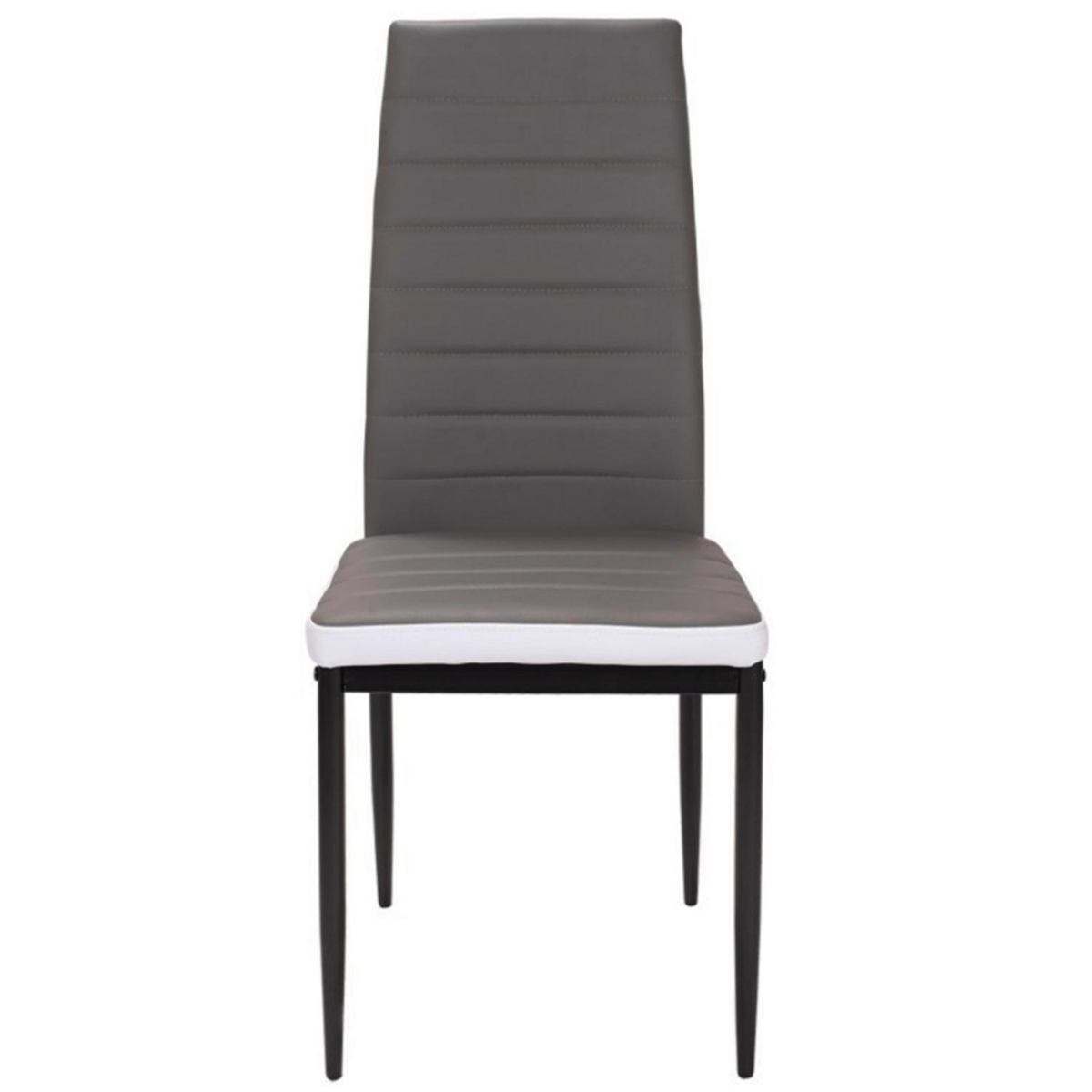 ID MARKET Lot de 6 chaises ROMANE grises bandeau blanc pour salle à manger