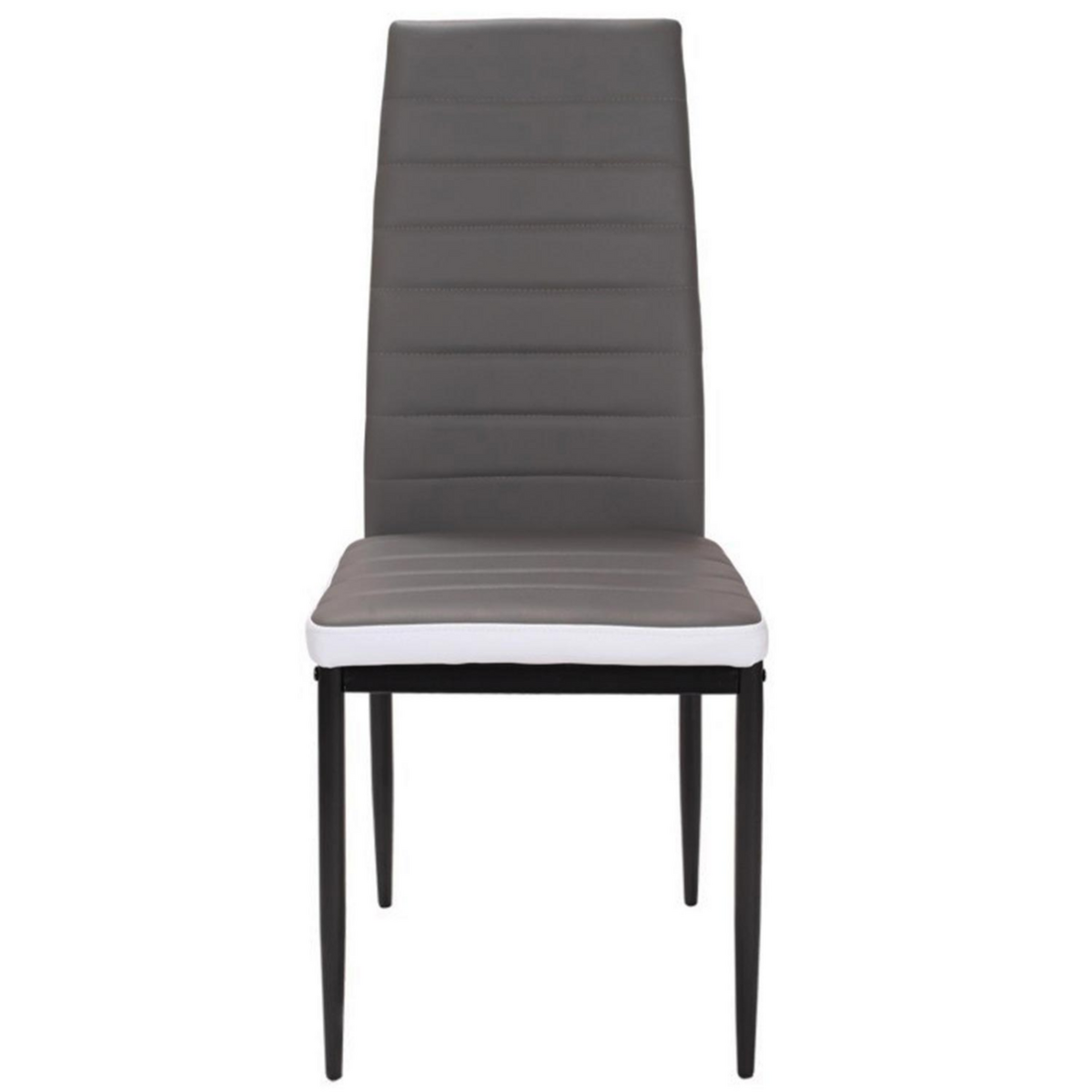 ID MARKET Lot de 6 chaises ROMANE grises bandeau blanc pour salle à manger