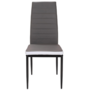 Voir la diapositive 4 : ID MARKET Lot de 6 chaises ROMANE grises bandeau blanc pour salle à manger