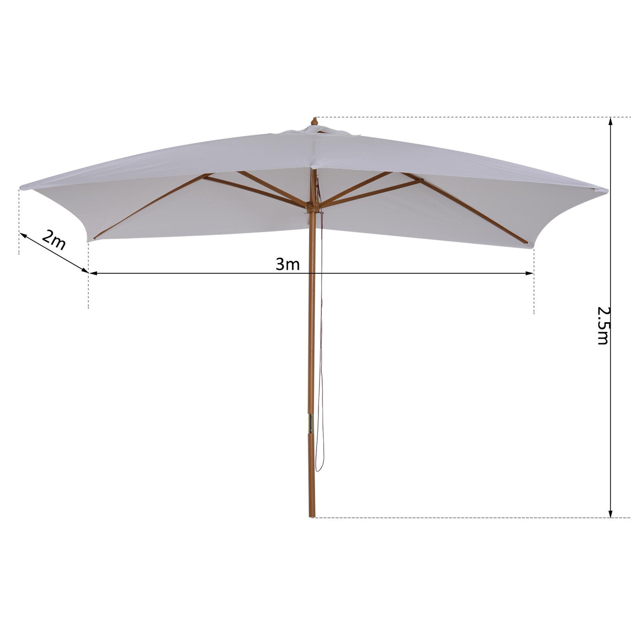 Voir la diapositive 3 : OUTSUNNY Parasol droit rectangulaire de jardin grande taille dim. 3L x 2l x 2,5H m blanc