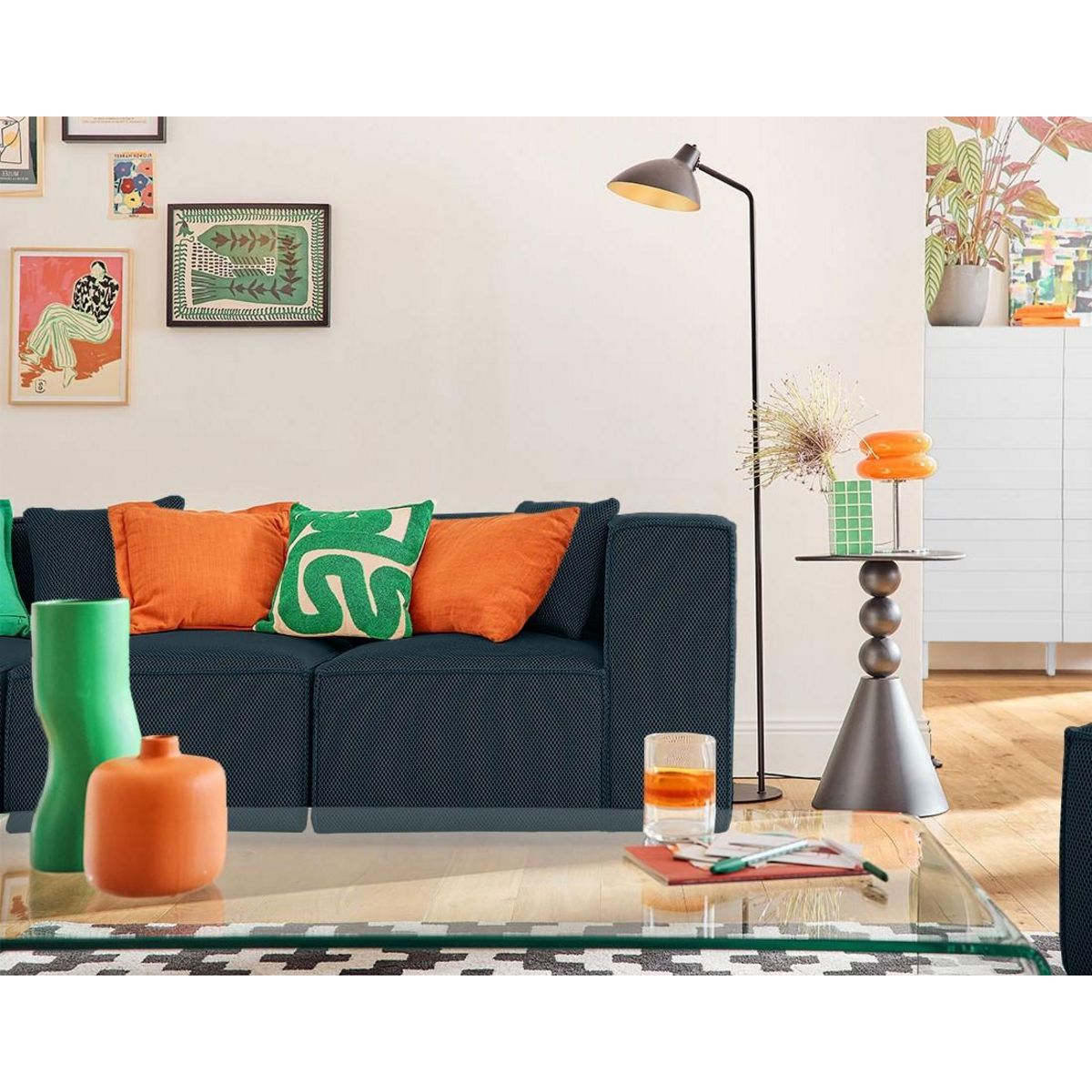 LISA DESIGN Arty - canapé modulable d'angle gauche 5 places - en tissu mailles 3d