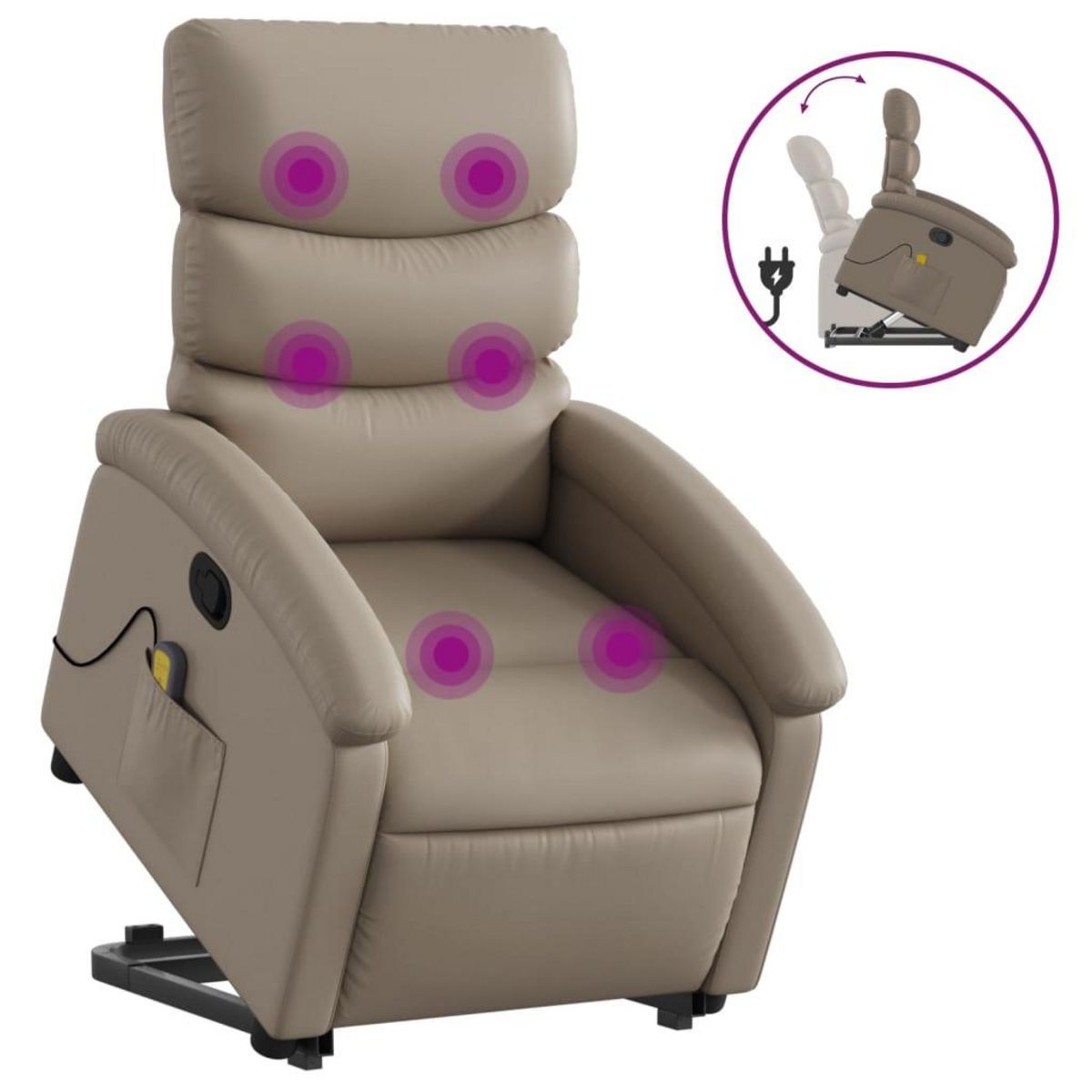 VIDAXL Fauteuil inclinable de massage Cappuccino Similicuir