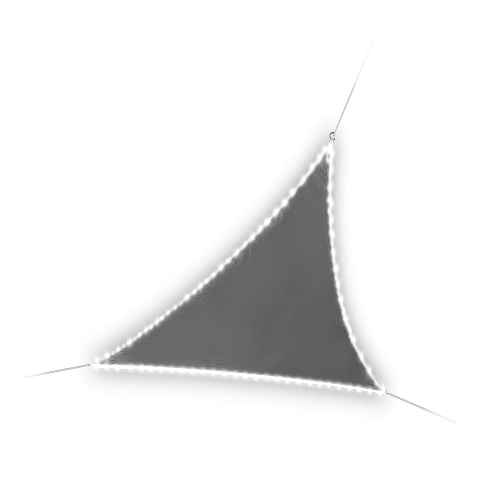 Voir la diapositive 2 : JARDILINE Voile d'ombrage triangulaire 3m60 avec 107 LEDS gris ardoise