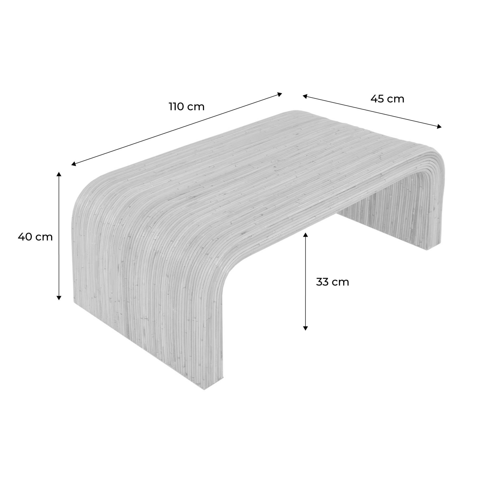 Voir la diapositive 5 : SWEEEK Table basse rectangulaire en rotin naturel. 110cm. bords arrondis. L 110 x P 60 x H 40cm