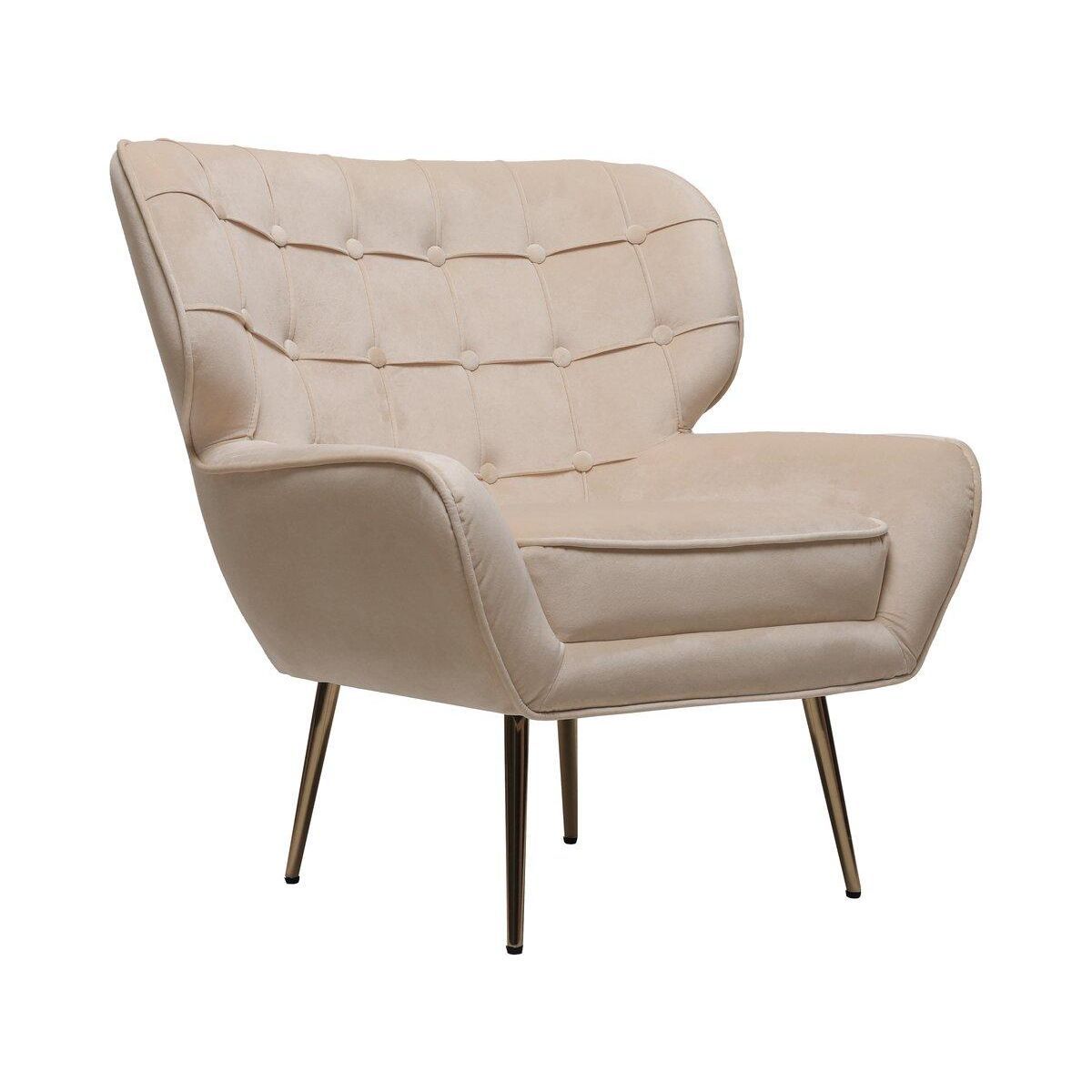 Habitat et Jardin Fauteuil en velours  Austin  - 79 x 71 x 79.5 cm - Beige