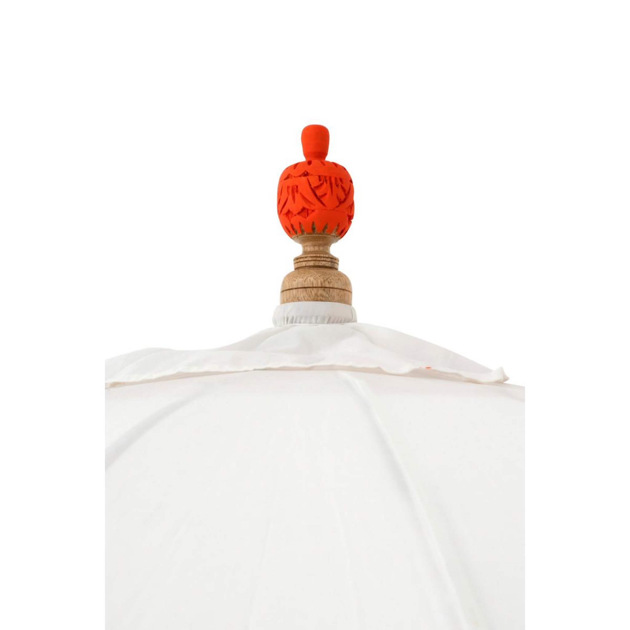 Voir la diapositive 4 : J-LINE Parasol rond à franges  flavie  180cm écru & orange