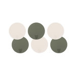 BJORN Sous-verre rond réversible - 6 pièces - Cuir recyclé blanc crème et vert de gris