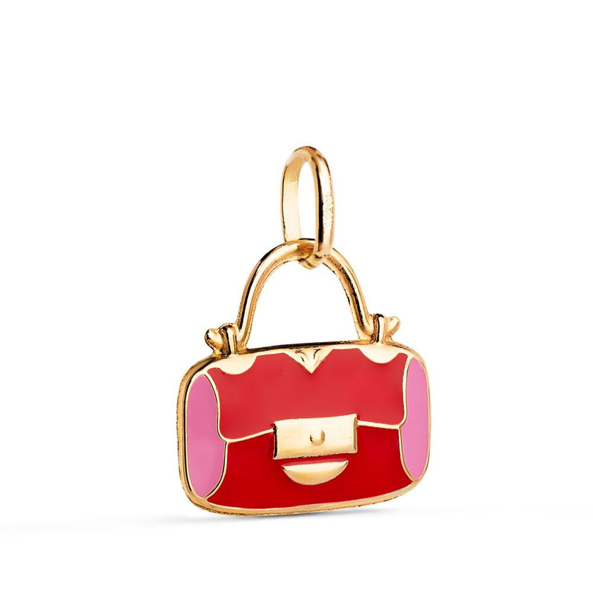 L'ATELIER D'AZUR Pendentif Or 18 Carats 750 Jaune - Motif Sac à Main Laqué - Chaine Offerte