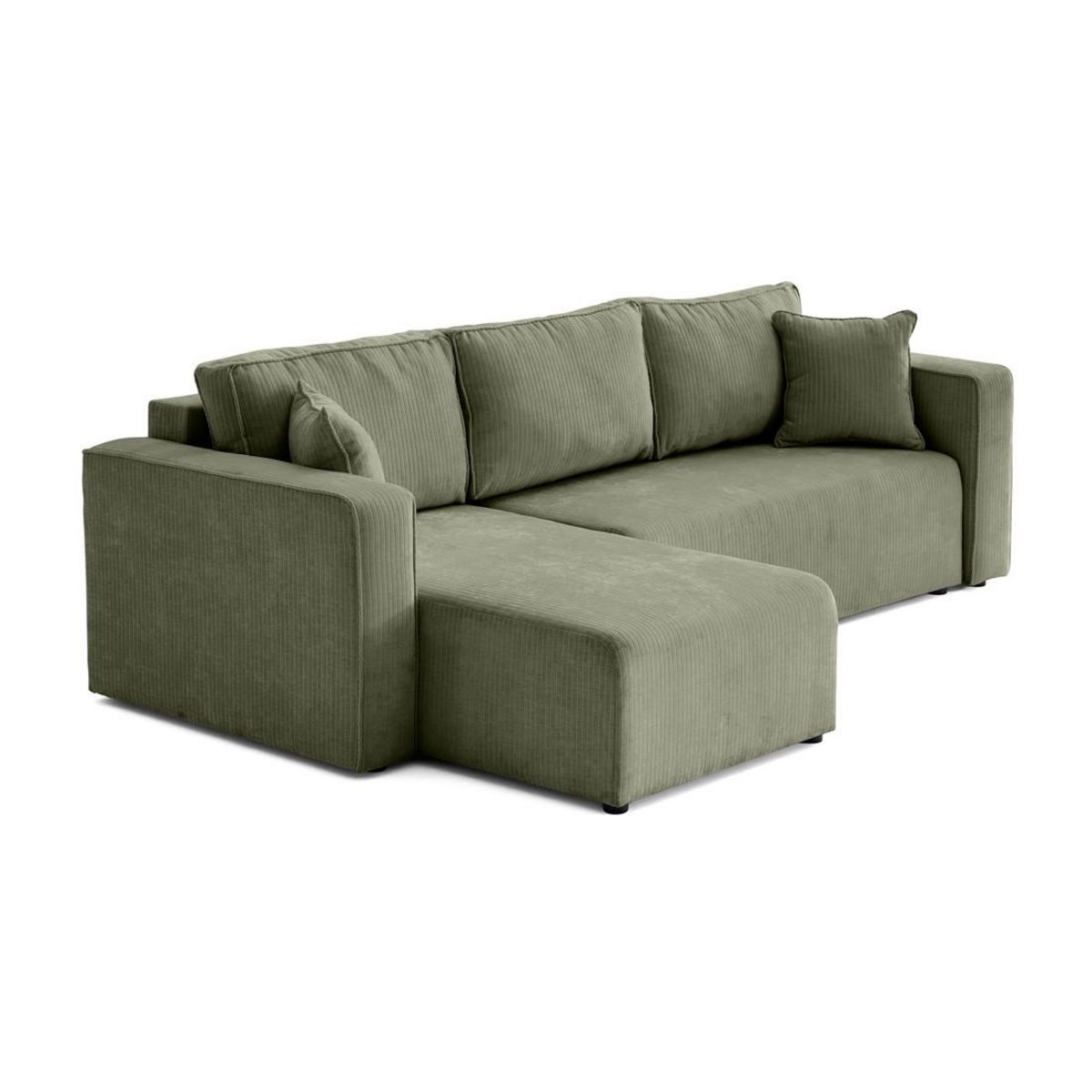 BEST MOBILIER Topaze - canapé d'angle réversible - 4 places - convertible avec coffre - en velours côtelé plat