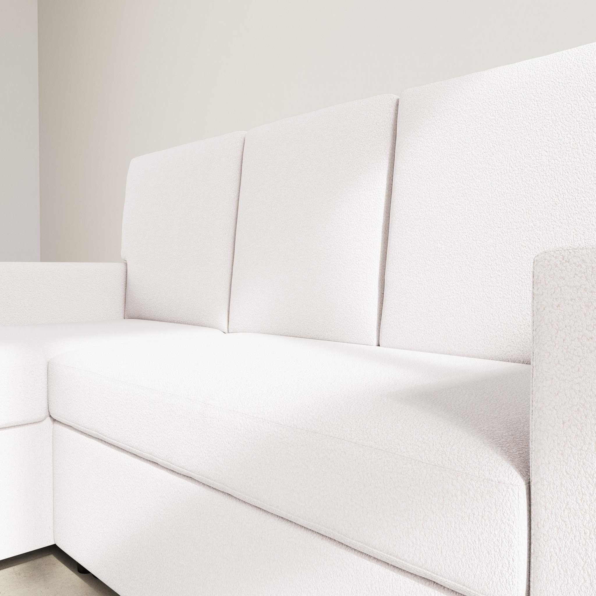 Voir la diapositive 5 : BEST MOBILIER Meiya - canapé d'angle réversible 4 places convertible avec coffre en tissu bouclette