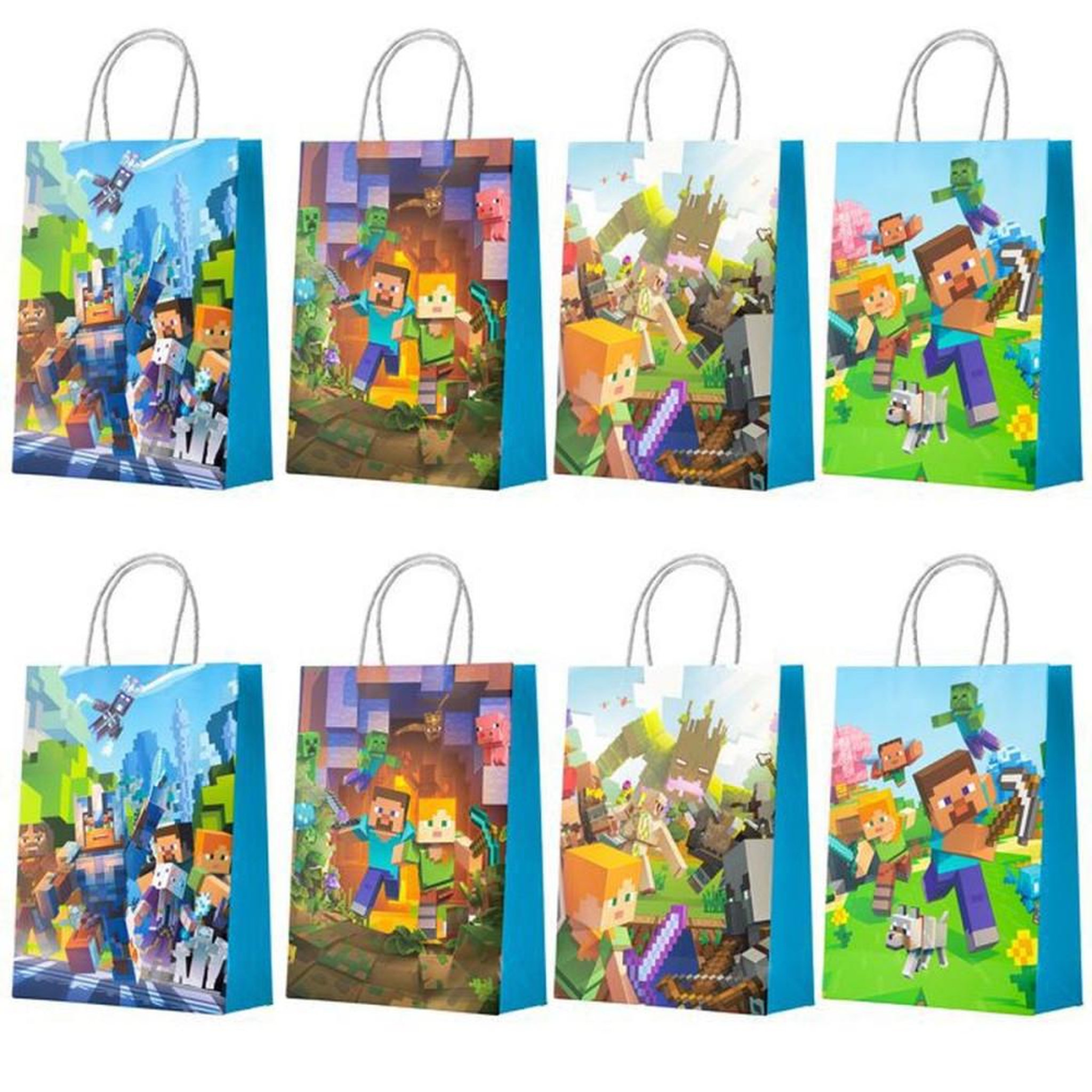 Coffret de 16 sacs cadeaux Minecraft en papier multicolore (4 modèles)
