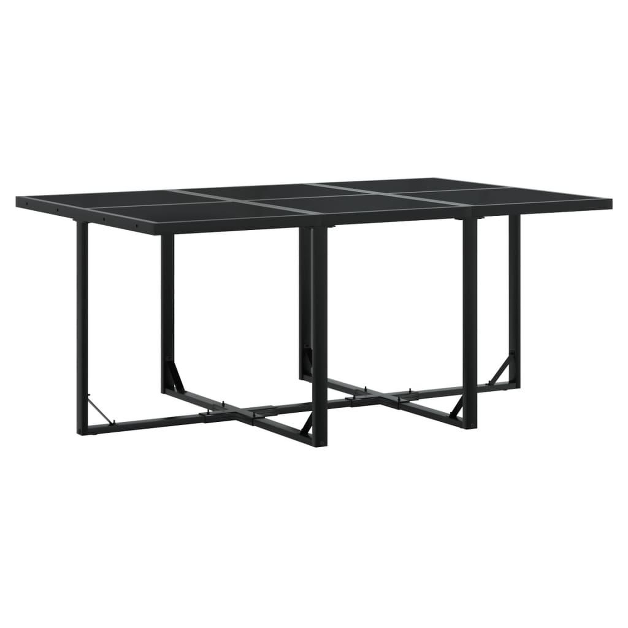 Voir la diapositive 5 : VIDAXL Ensemble a manger de jardin coussins 7 pcs noir resine tressee