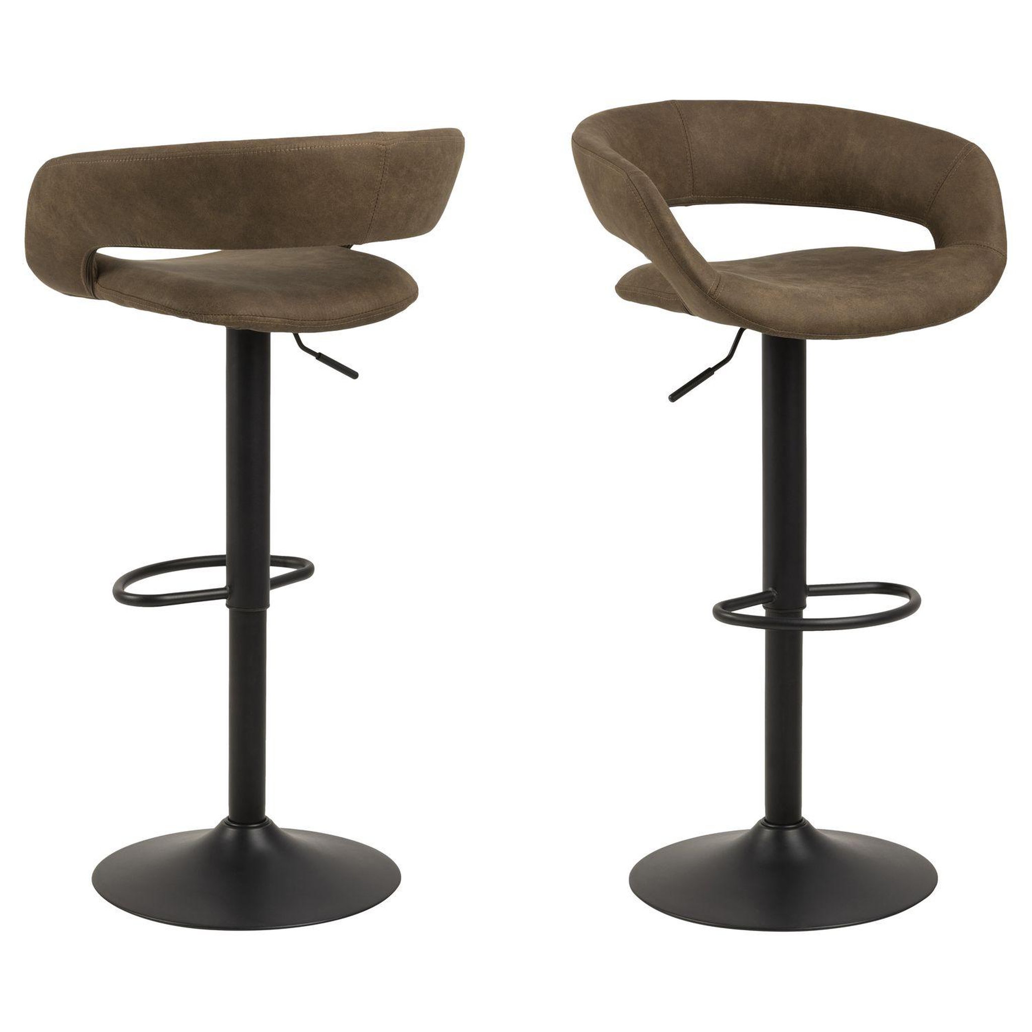 TOILINUX Lot de 2 Tabourets de bar Gracie. Coloris disponibles : Vert, Marron, Gris, Noir