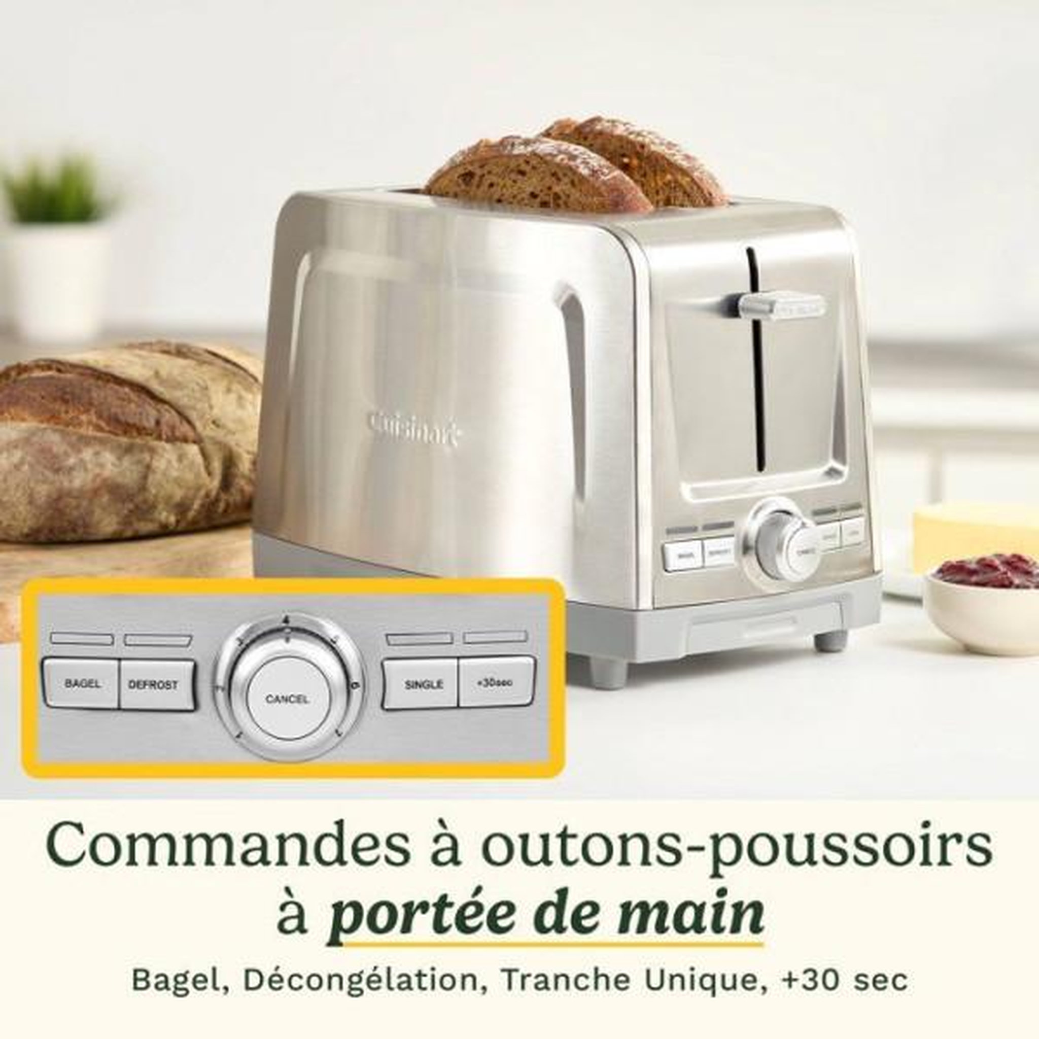 Voir la diapositive 2 : Cuisinart Grille Pain - Toaster Electrique  - CUISINART - Core Collection - 2 tranches - Fentes extra larges - Inox