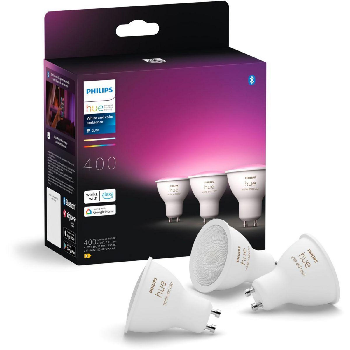 Philips Pack Pack de 3 ampoules 4.3W GU10 White&Color