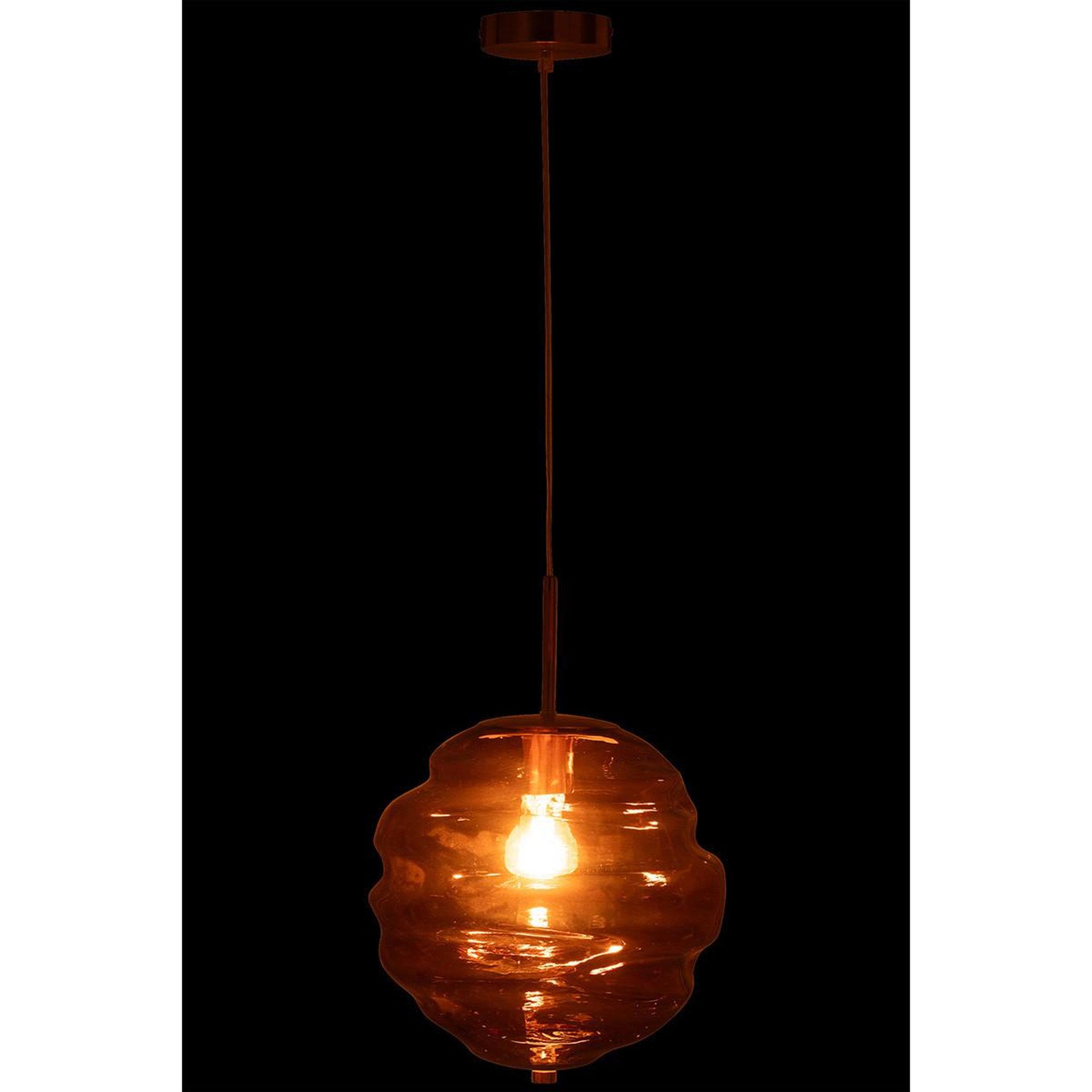Voir la diapositive 3 : J-LINE Lampe suspension en verre  ruche  34cm marron