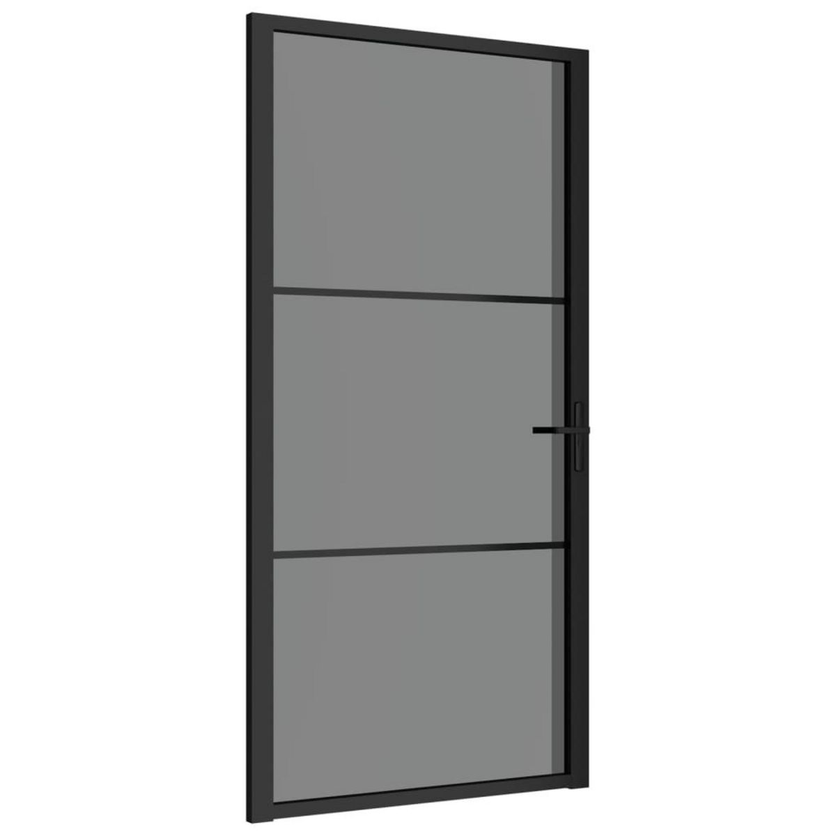 VIDAXL Porte interieure 102,5x201,5 cm Noir Verre ESG et aluminium