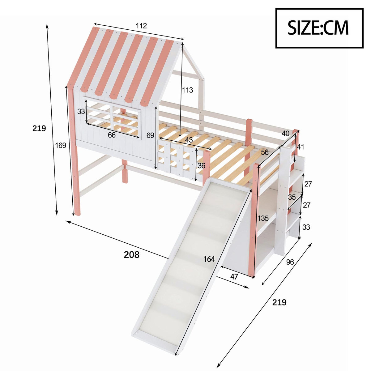 MERAX Lit mezzanine enfant