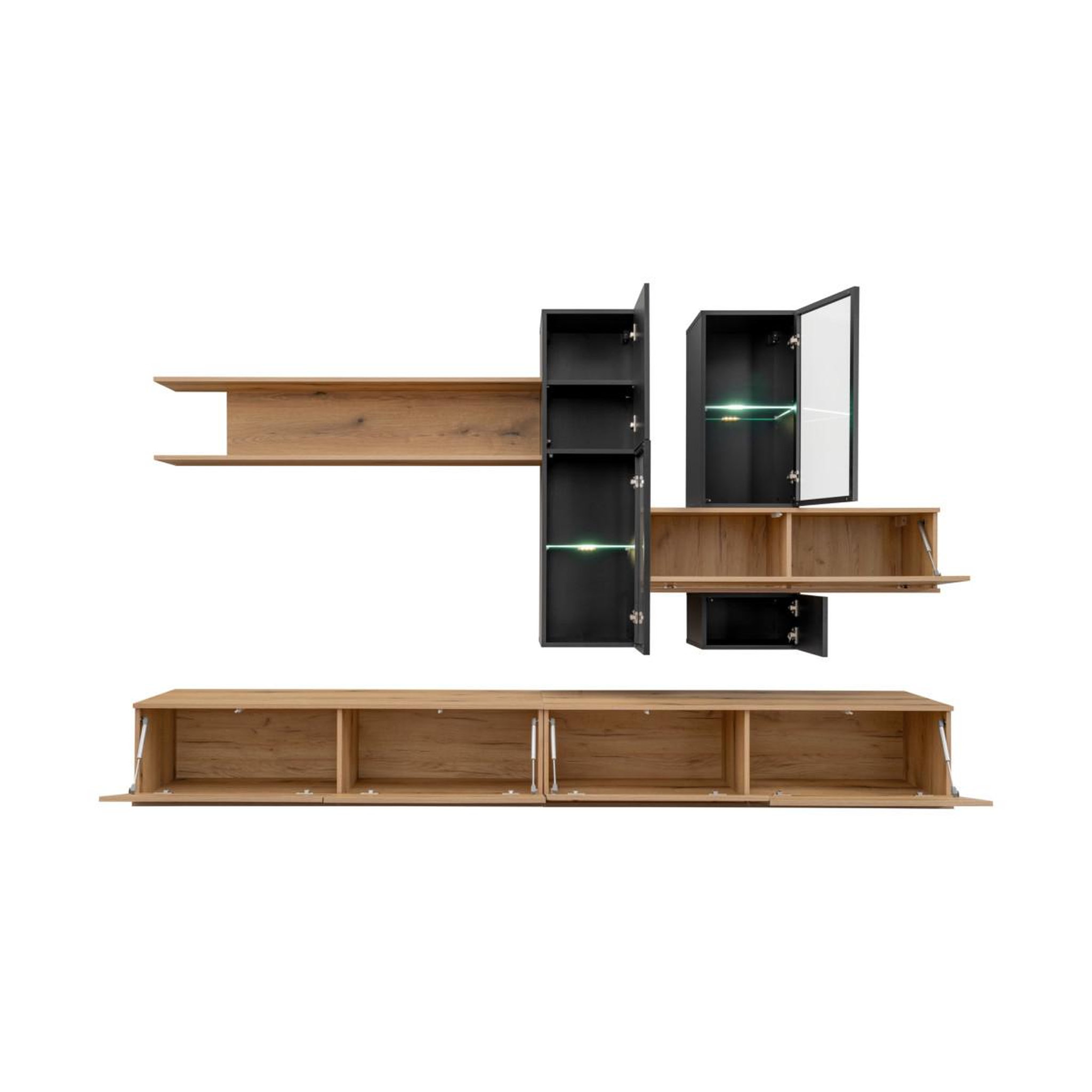 Voir la diapositive 3 : Paris Prix Ensemble meuble tv design  cruz  280cm noir & naturel