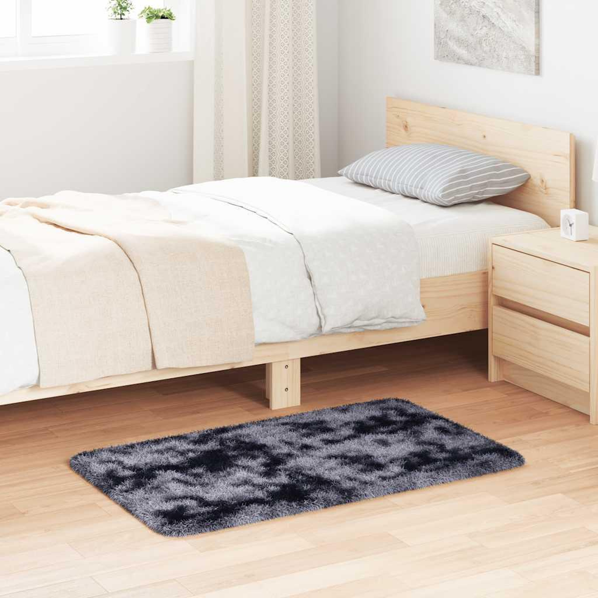 VIDAXL Tapis Shaggy a poils longs NAVARRA gris fonce 60x100 cm