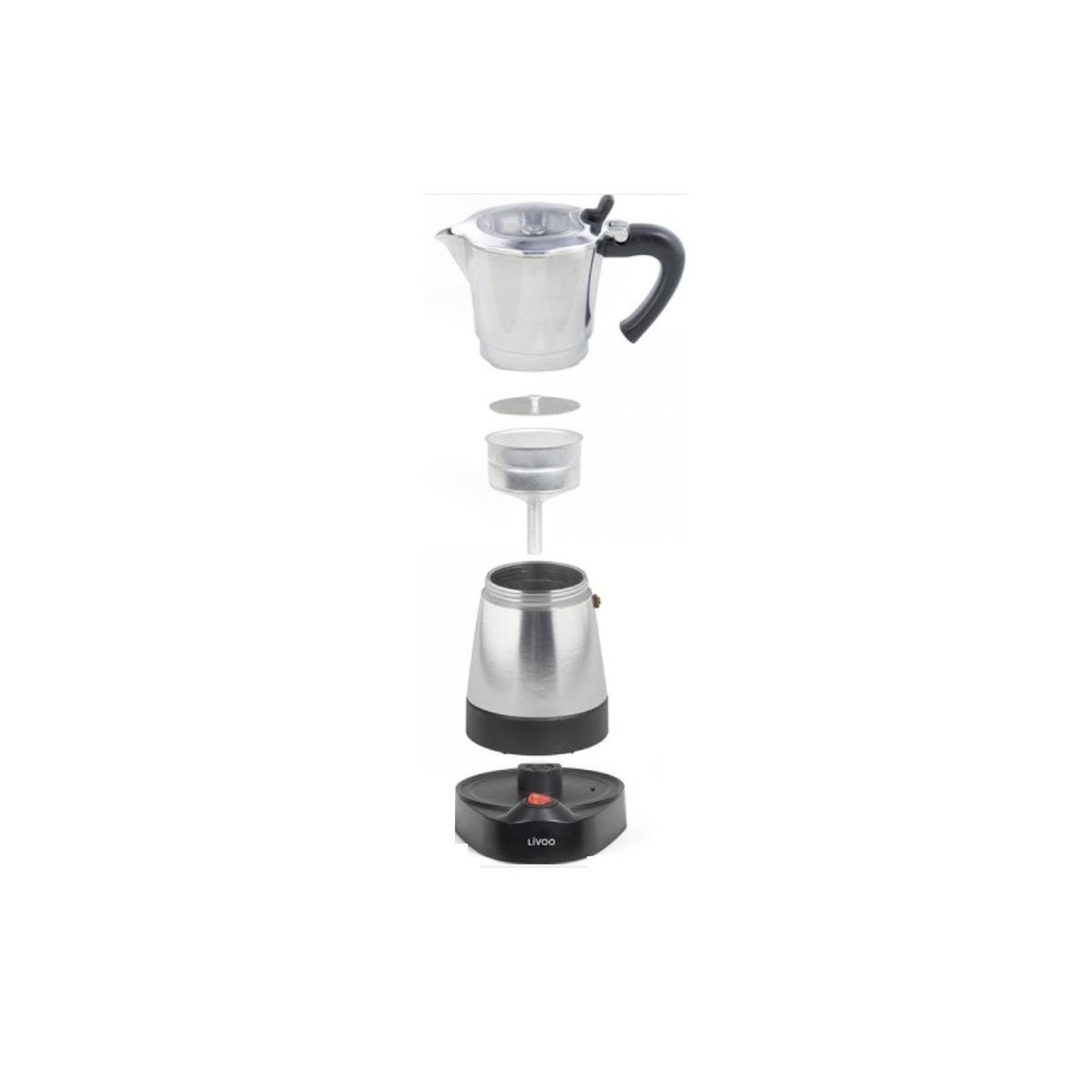 Voir la diapositive 3 : LIVOO Cafetière italienne électrique 6 tasses argent - dod117a
