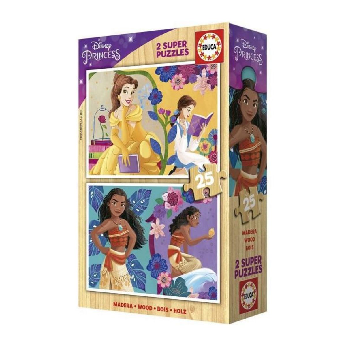 EDUCA Puzzles 2 X 25 pcs Princesses Disney en bois