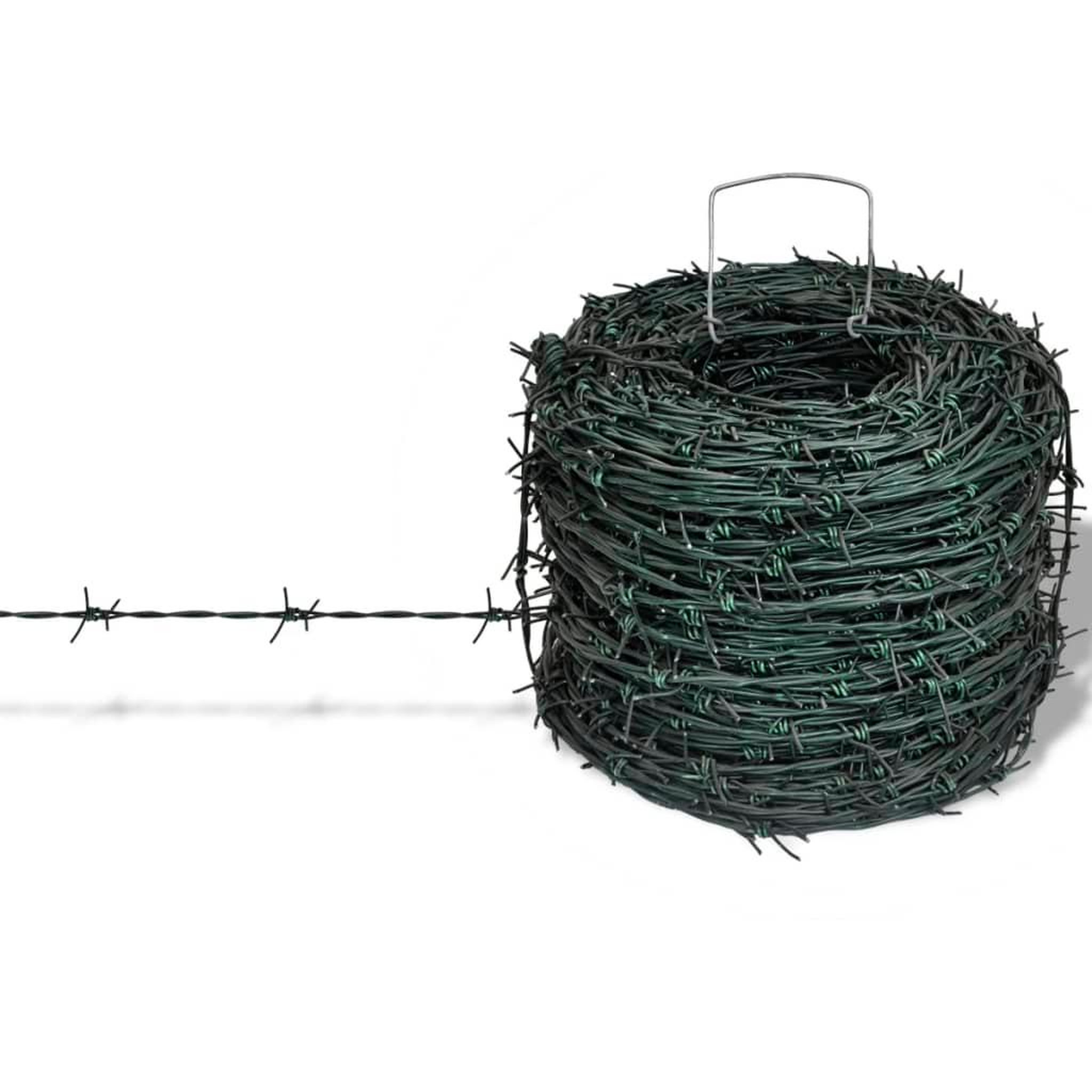 Voir la diapositive 2 : VIDAXL Fil de fer barbele d'enchevetrement rouleau vert 100 m