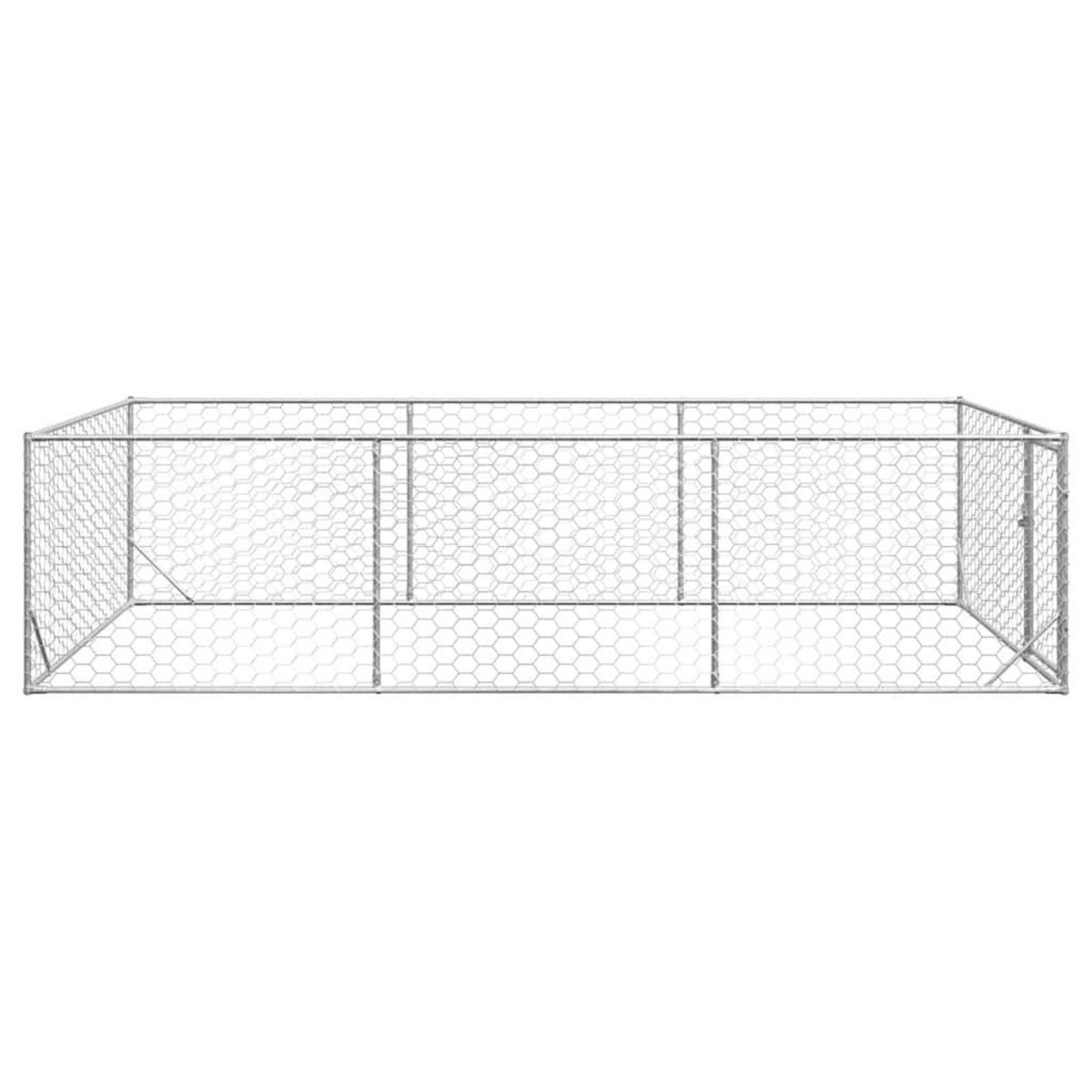 VIDAXL Chenil d'exterieur pour chiens porte 2x4x1 m acier galvanise