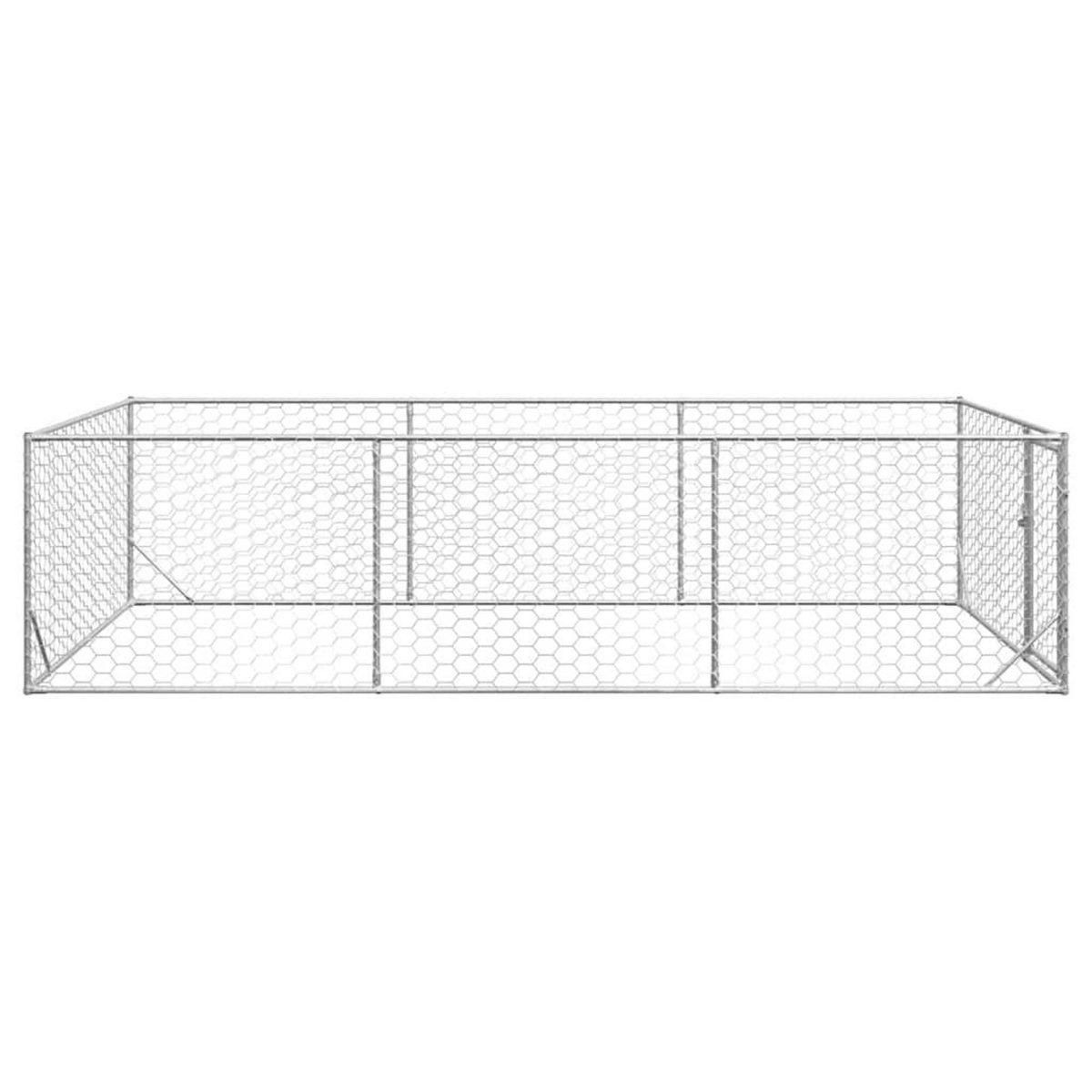 VIDAXL Chenil d'exterieur pour chiens porte 2x4x1 m acier galvanise