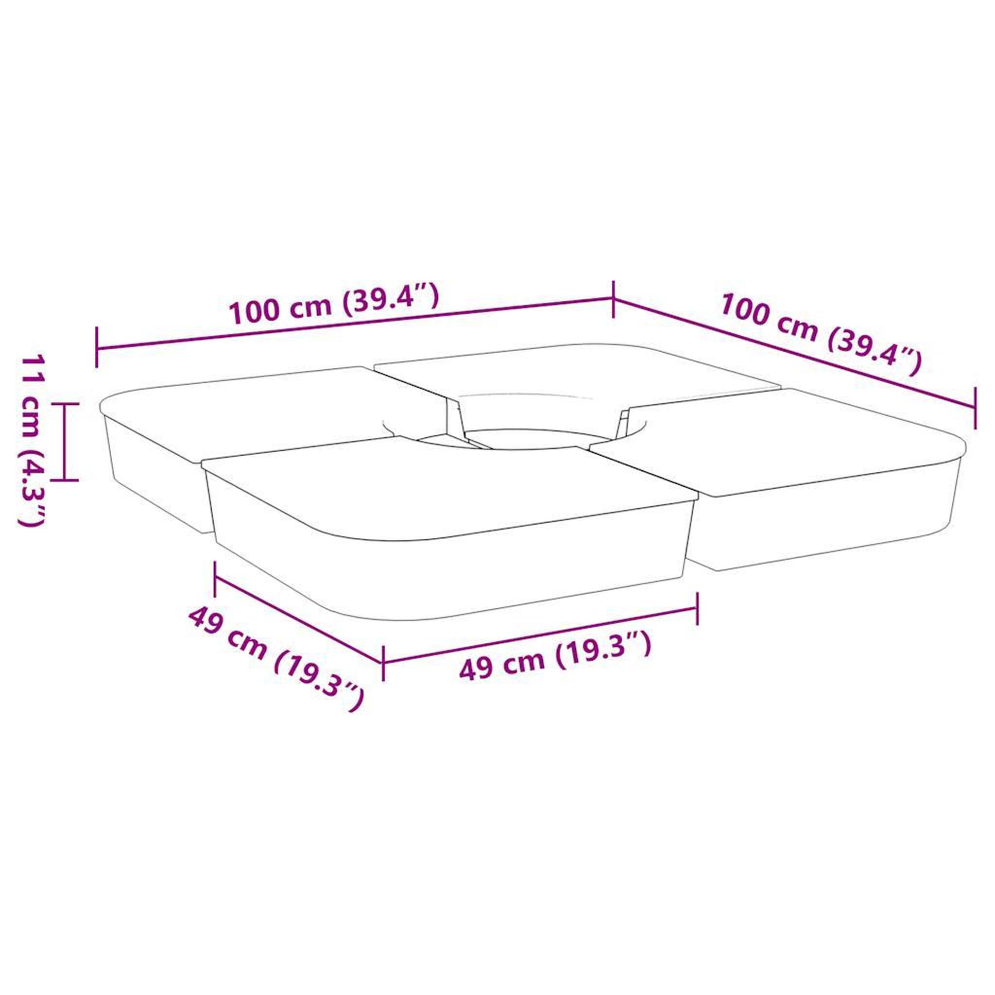 Voir la diapositive 6 : VIDAXL Ensemble de base de parasol pour parasols a pied croise 4pcs PP