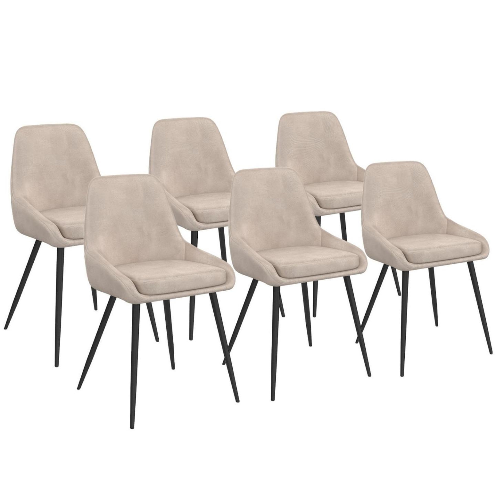 ID MARKET Lot de 6 chaises thalya en velours taupe avec accoudoirs