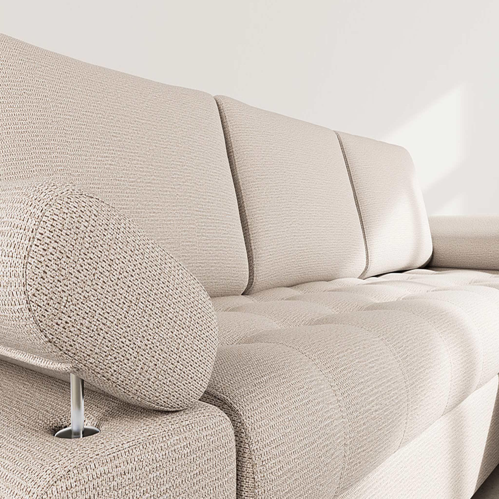 Voir la diapositive 5 : BEST MOBILIER Bianca - canapé d'angle droit 4 places convertible avec coffre en tissu texturé