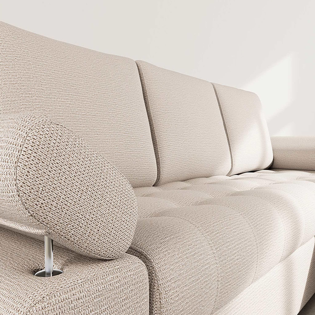 BEST MOBILIER Bianca - canapé d'angle droit 4 places convertible avec coffre en tissu texturé