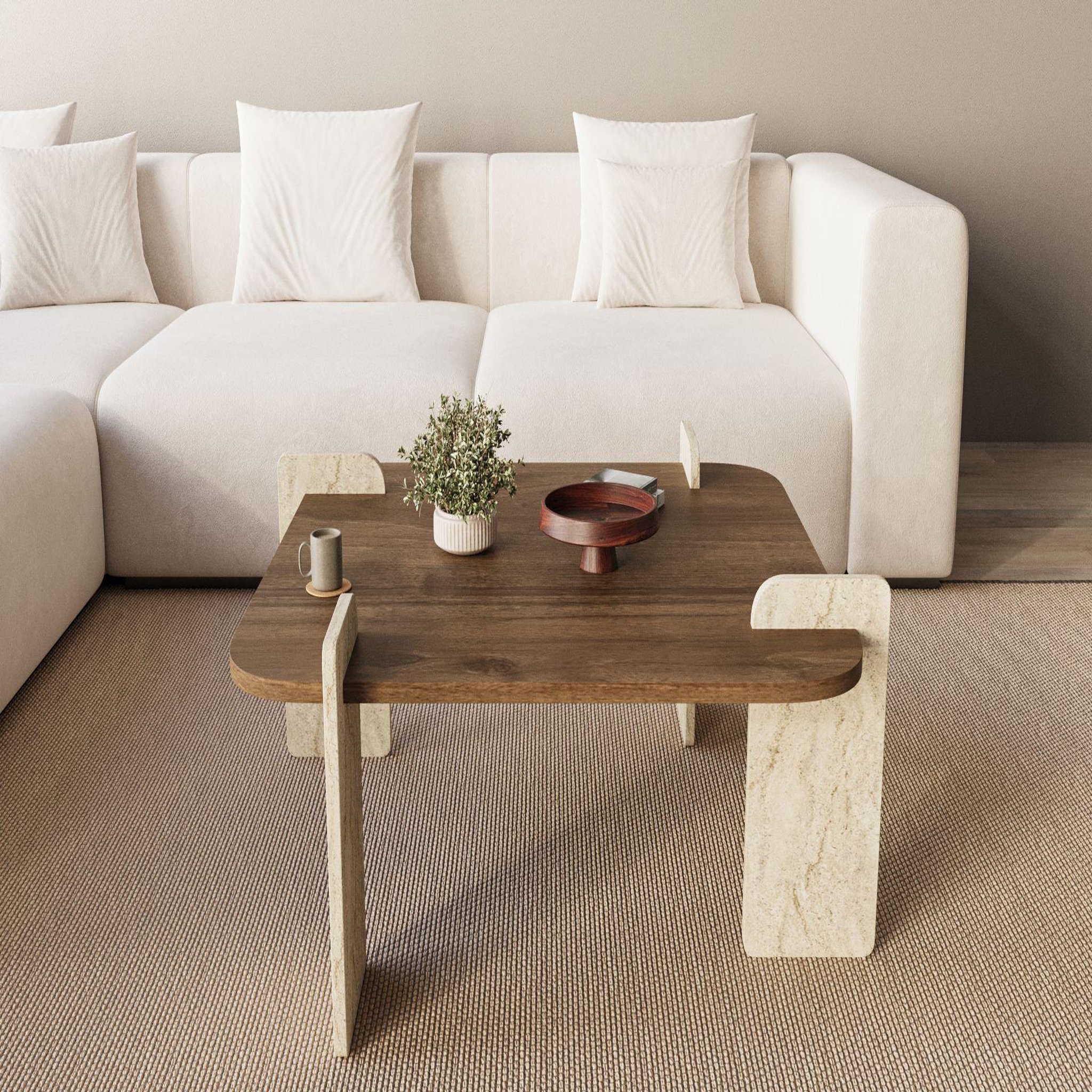 Voir la diapositive 3 : Habitat et Jardin Table basse en bois  afrolli  - 90 x 90 x 35 cm - marron