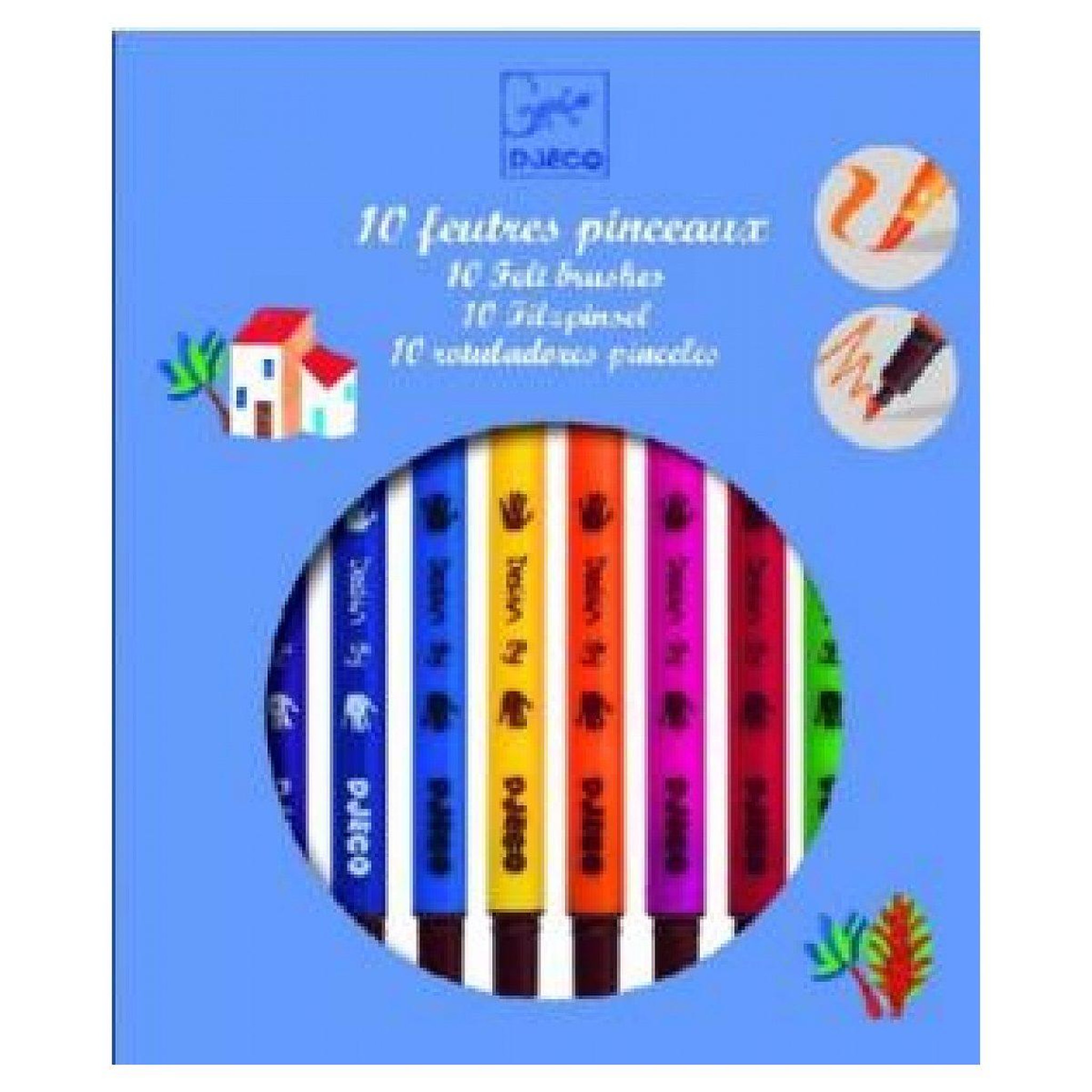Djeco 10 feutres pinceaux coloris classique