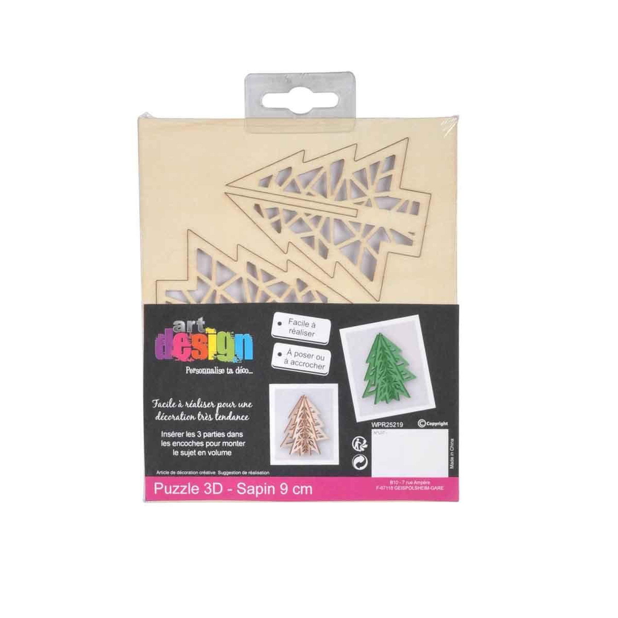 Voir la diapositive 3 : ARTDESIGN Puzzle 3d à personnaliser  sapin de noël  9cm naturel