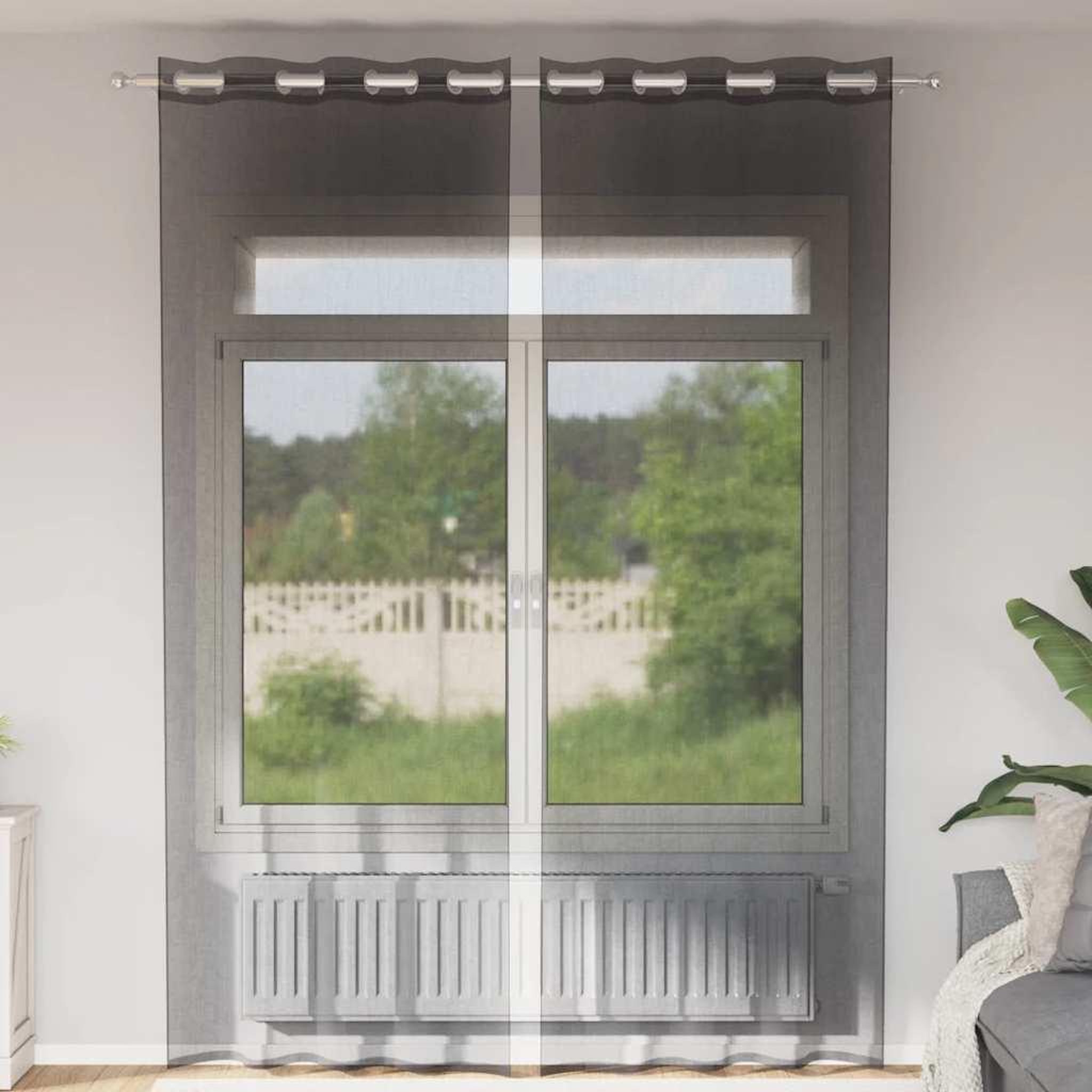 VIDAXL Rideaux en voile avec œillets 2 pcs noir 140x260 cm