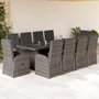 Voir la diapositive 1 : VIDAXL Ensemble a manger de jardin 11pcs avec coussins gris poly rotin