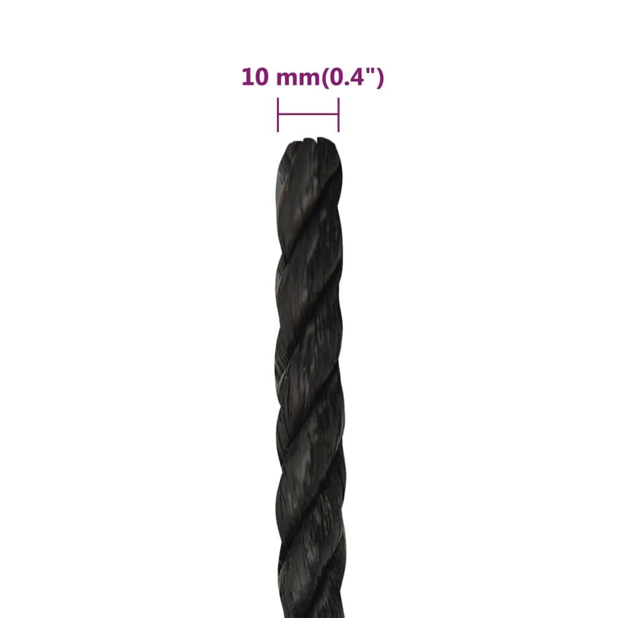 Voir la diapositive 6 : VIDAXL Corde de travail Noir 10 mm 100 m polypropylene