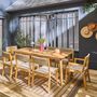 Voir la diapositive 3 : SWEEEK Table de jardin bois d'acacia 2 fauteuils 6 chaises PALENA et GALENA 275 x 100 x 75 cm naturel et beige