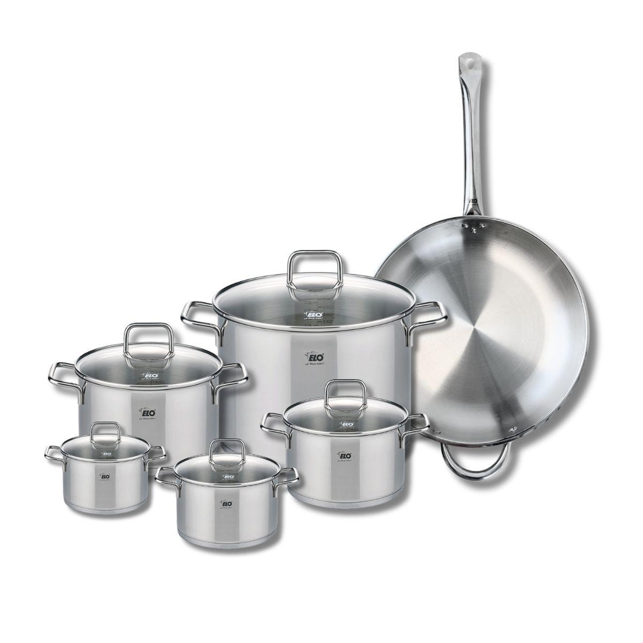 Voir la diapositive 1 : 666 Barcelona Set de 1 Poêle de cuisson 32 cm et 5 faitouts 12, 14, 16, 20 et 26 cm Elo Profi Citrin