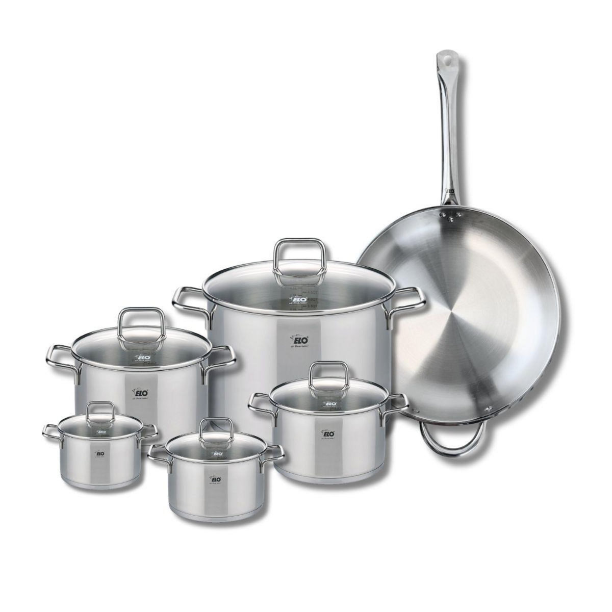 666 Barcelona Set de 1 Poêle de cuisson 32 cm et 5 faitouts 12, 14, 16, 20 et 26 cm Elo Profi Citrin