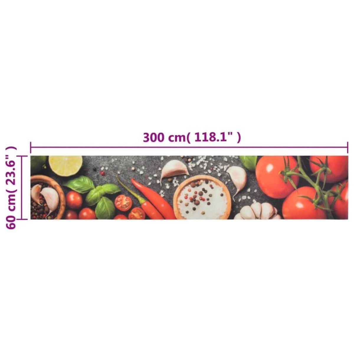 VIDAXL Tapis de cuisine lavable impression legumes 60x300 cm velours