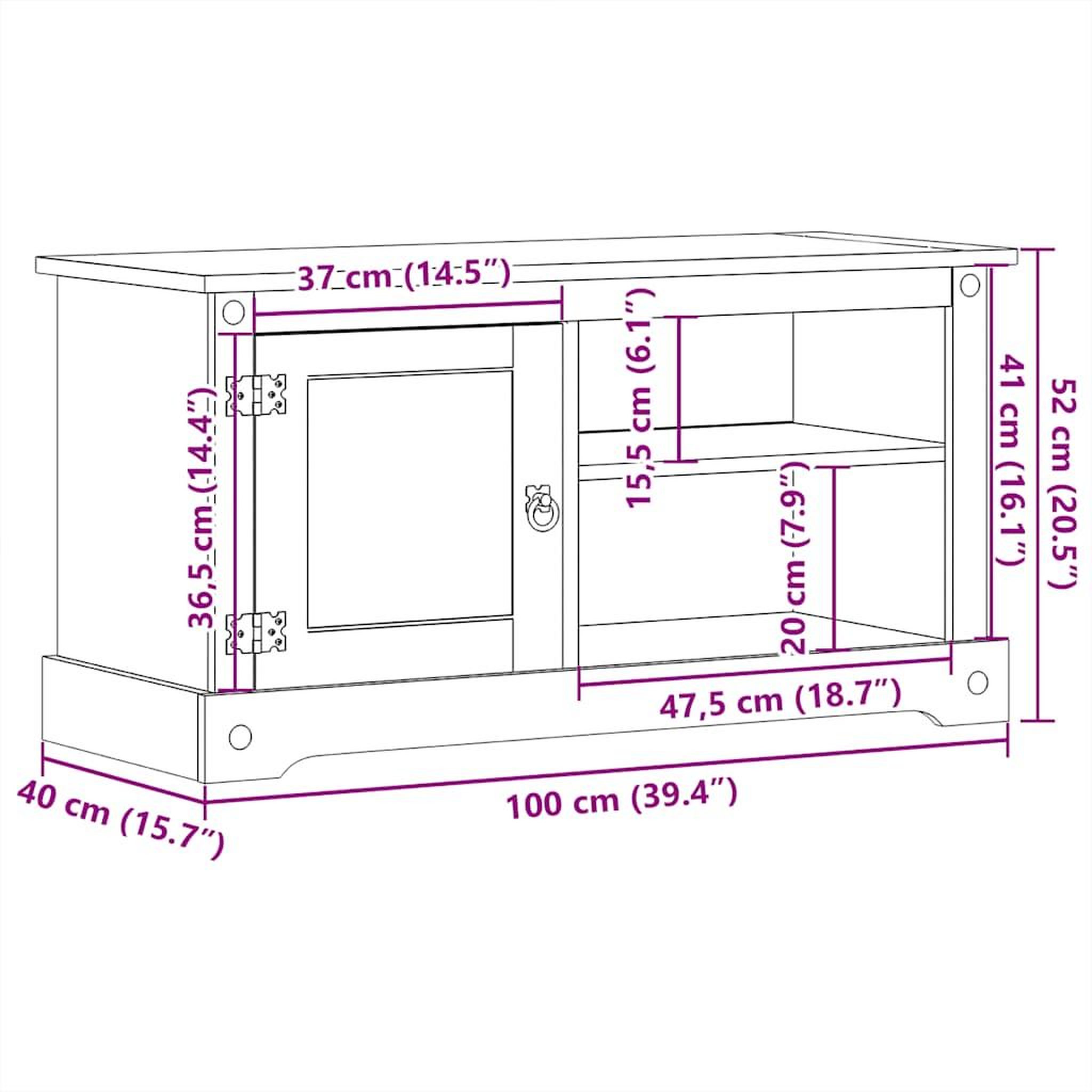 Voir la diapositive 6 : VIDAXL Meuble TV  100x40x52 cm bois de pin massif