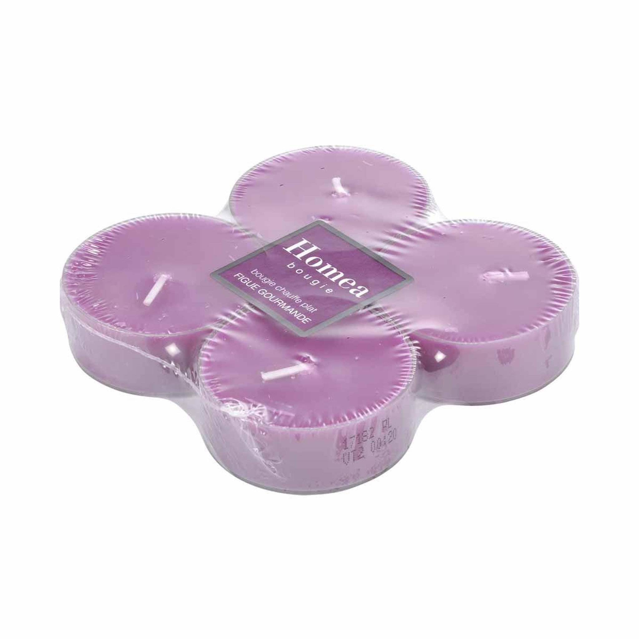 Voir la diapositive 2 : HOMEA Lot de 4 bougies parfumées chauffe-plat  trendie  figue gourmande