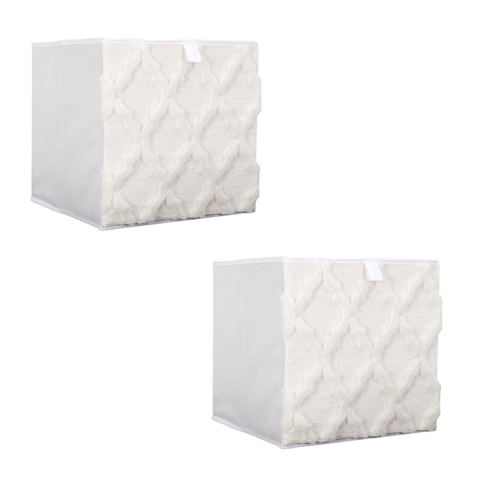 TOILINUX Lot de 2 cubes de rangement pliables avec tissu texturé - 30 x 30 cm - beige